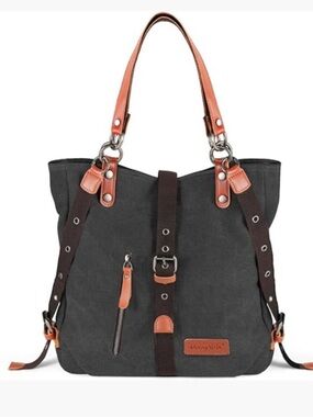 SHANGRI-LA Canvas Tote Casual Purse Shoulder Bag for Women Convertible Backpack